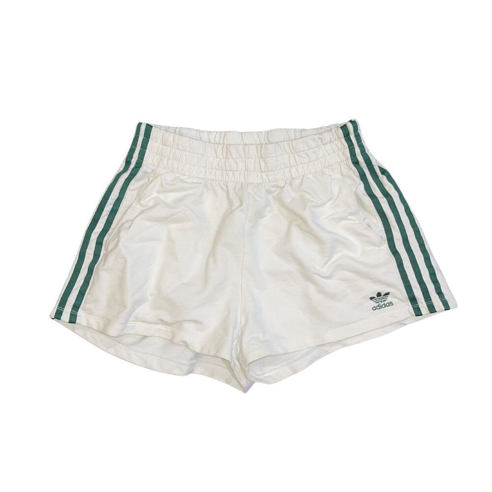 White Adidas Original Sweat Shorts 3 stripes Medium Retro Sports Tennis Track